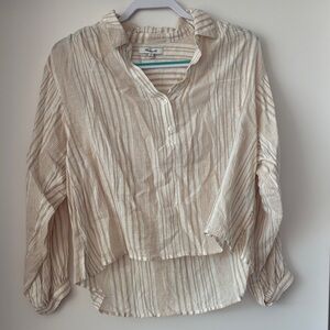 Madewell Beige Striped Button-Down Shirt